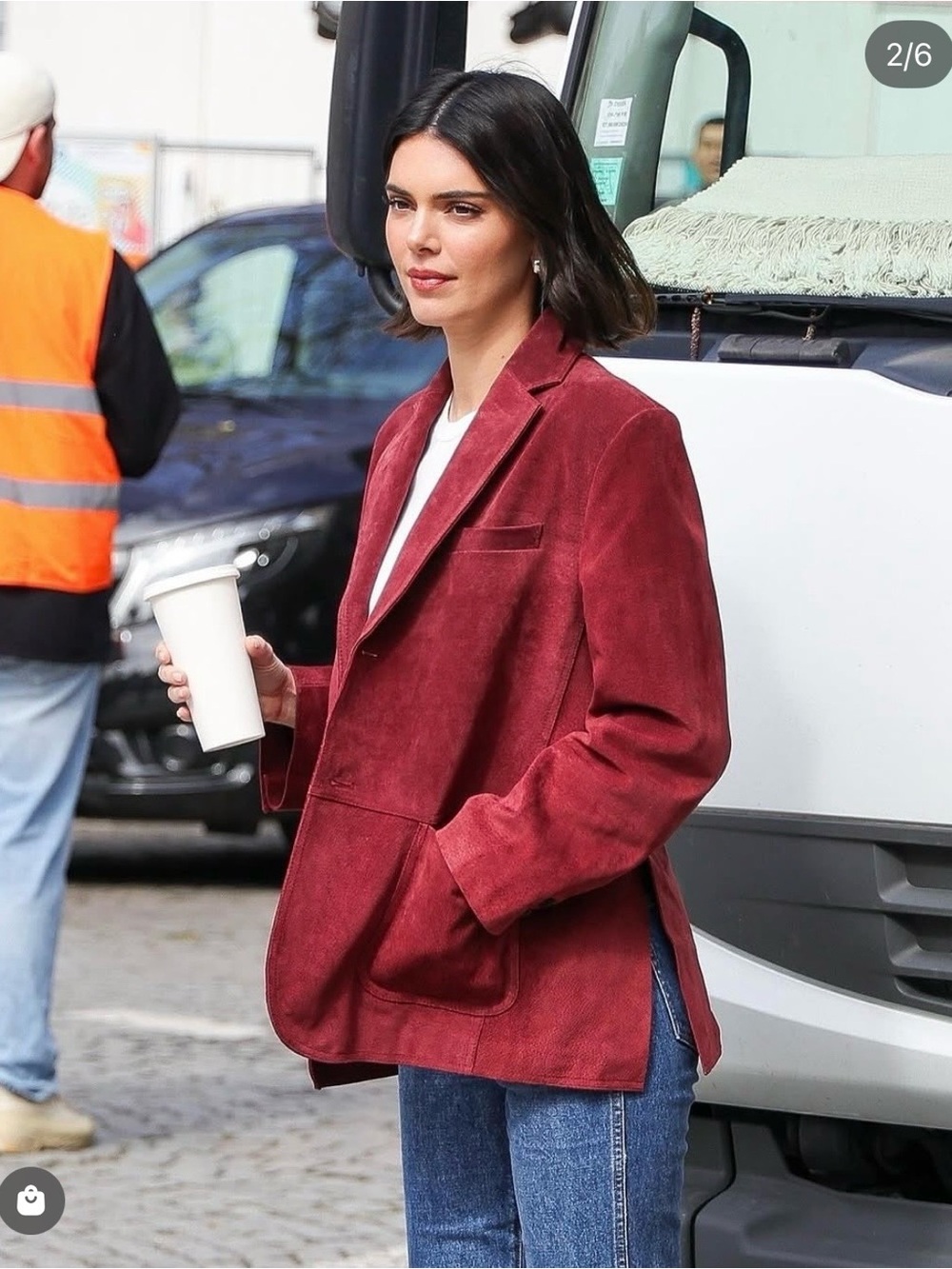 Vintage Burgundy suede leather Blazer Jacket Kendall Jenner style